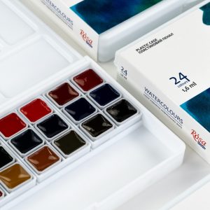 NEU,Rosa Studio Aquarellfarben im Set 24 x Näpfchen 1,6 ml, Kunsstoffkaste