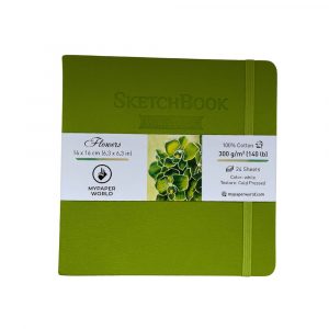 NEU Mypaperworld Apfel grün Aquarell Skizzenbuch, 300 g 100% Baumwolle, Kalt gepresst, 24 Blätter, 16x16cm