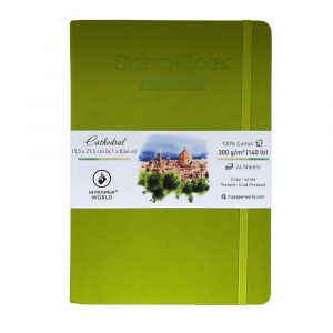 NEU Mypaperworld Apfel Grün Aquarell Skizzenbuch, 300 g 100% Baumwolle, Kalt gepresst, 24 Blätter, A5
