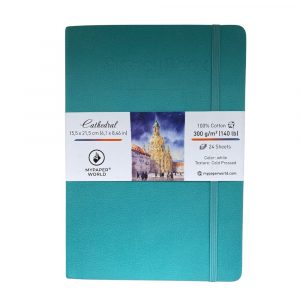 NEU Mypaperworld Türkis Aquarell Skizzenbuch, 300 g 100% Baumwolle, Kalt gepresst, 24 Blätter, A5