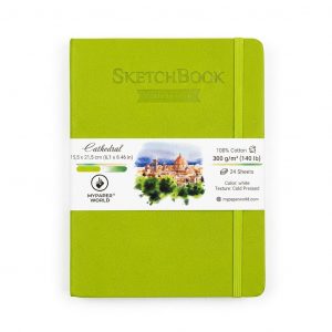 NEU Mypaperworld Apfel Grün Aquarell Skizzenbuch, 300 g 100% Baumwolle, Kalt gepresst, 24 Blätter, A5