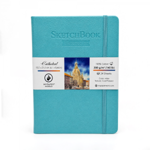 NEU Mypaperworld Türkis Aquarell Skizzenbuch, 300 g 100% Baumwolle, Kalt gepresst, 24 Blätter, A5